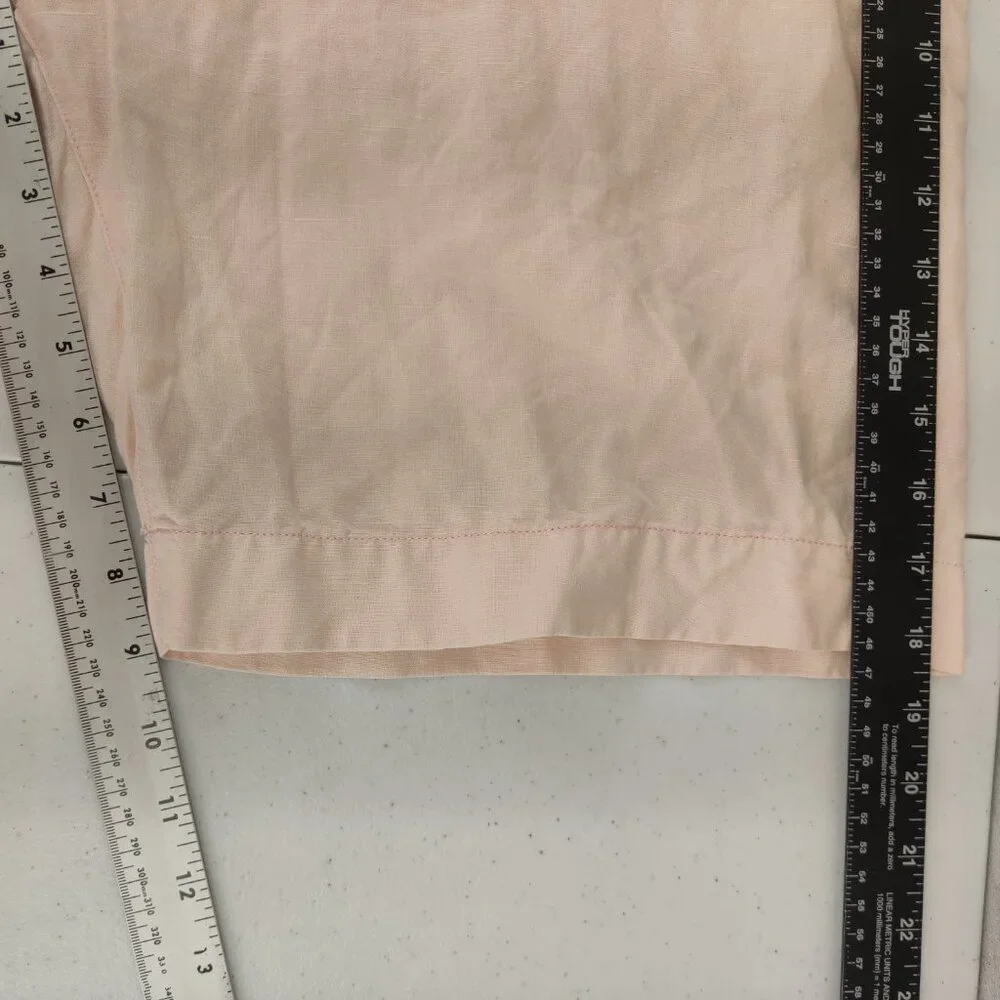 Faherty Linen‎ Cotton Shorts Mens 35 Pink Solid Flat Front Casual Summer Beach